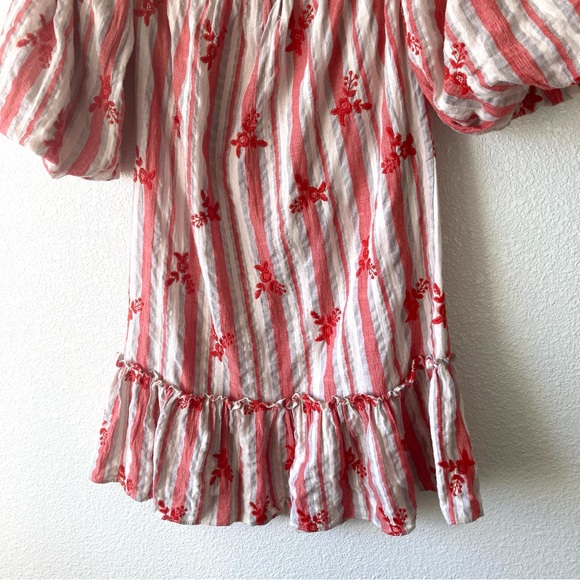 Misa Los Angeles Mini Dress Floral Striped Off The Shoulder Embroidered Small - Picture 12 of 15